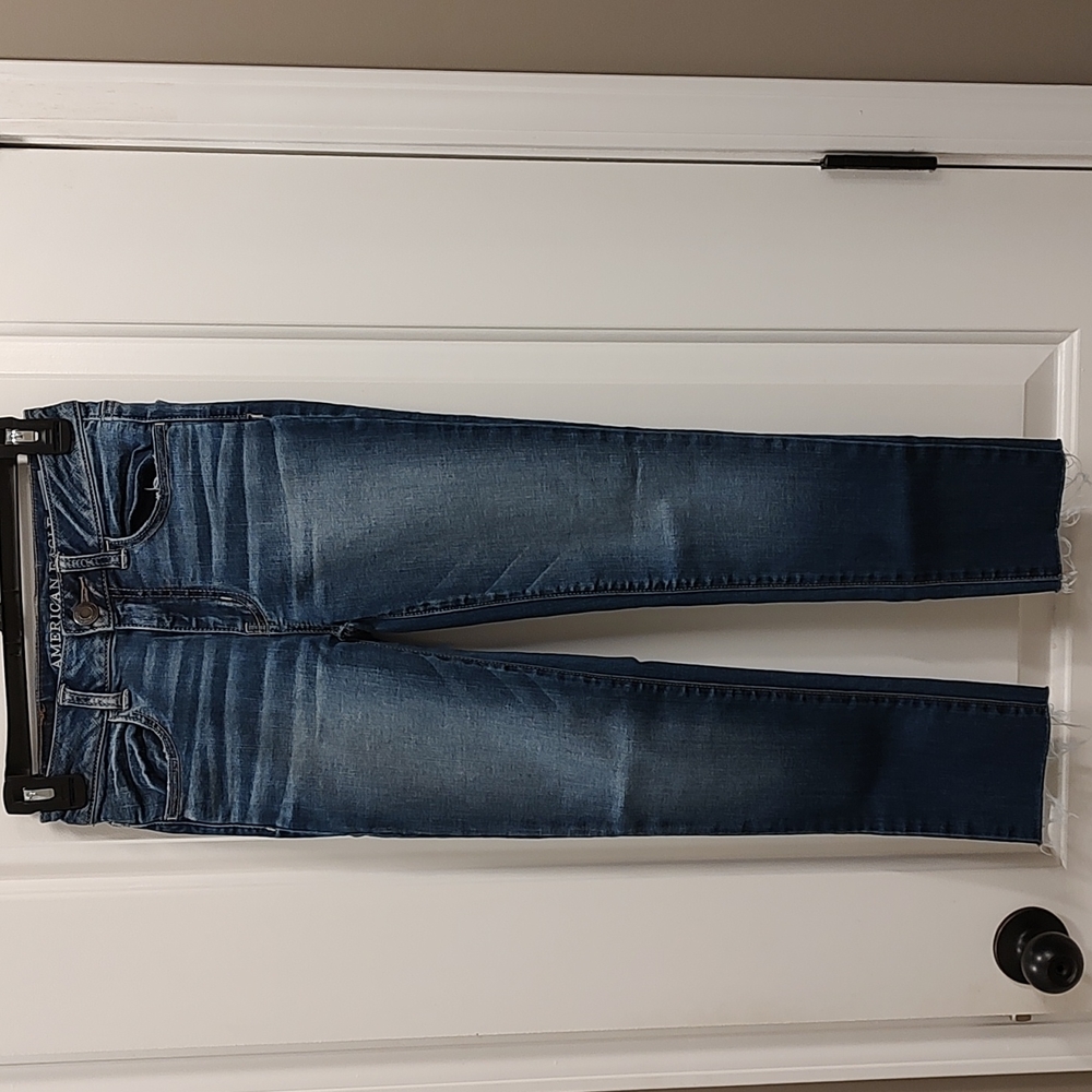 ⛄EUC American Eagle, Dark Rinse, Hi-Rise Skinny, Super Stretch, Jeggings, 00 - Picture 9 of 13